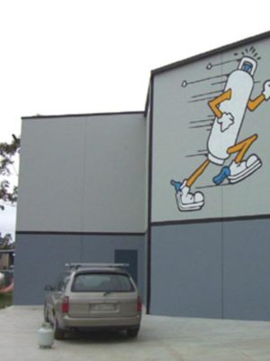 Industrial Building Wall With Gas Can Cartoon - Commercial Painters Mid North Coast, NSW